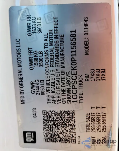 2023 Chevrolet Colorado Lt z USA, uszkodzony, nr VIN 1GCPSCEK0P1156581